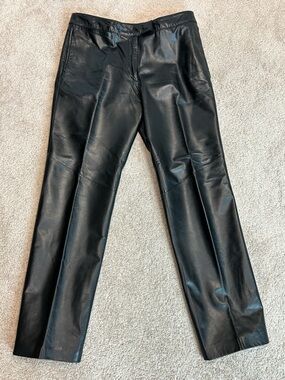 Danier Leather black leather straight leg pants